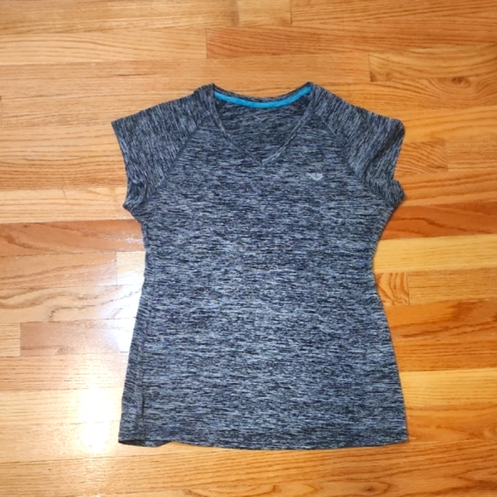 Pony Women's Activewear V-Neck Shirt - Gray Space Dye, Short Sleeve, Size Medium
